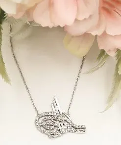 Taşlı Tuğra Kolye