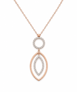 Oval sallantılı zirkon taşlı 925 ayar gümüş kolye