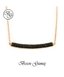 Oniks Taşlı Yay Kolye