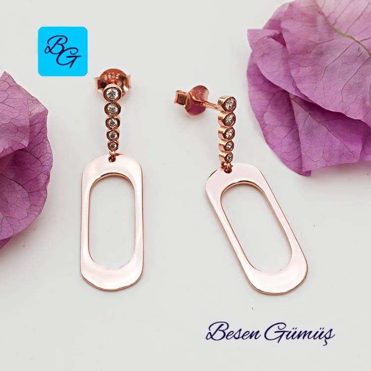 İçi Boş Oval Dangle Süzme Earrings