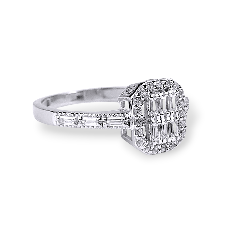 Baget Taşlı Kare Model 925 Ayar Gümüş Kadın Yüzük - Görsel 5