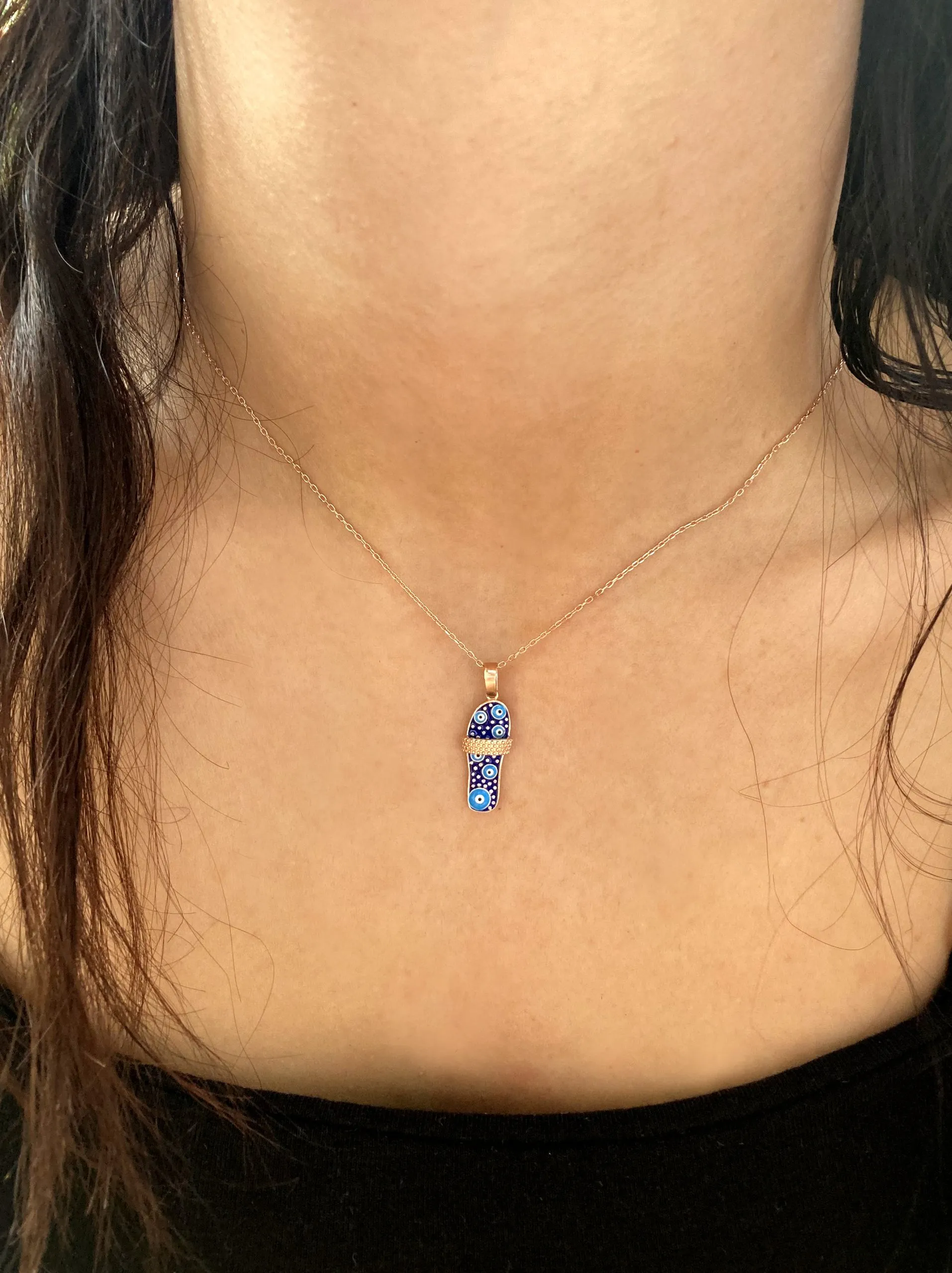 Nazar Boncuklu Rose Açık Terlik Kolye