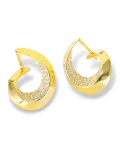 925 Ayar Gümüş Kavisli Taşlı Küpe – Modern Zarif Kadın Küpe