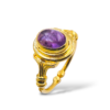Doğal Ametist Taşlı Altın Kaplama Ayarlanabilir Kadın Yüzük