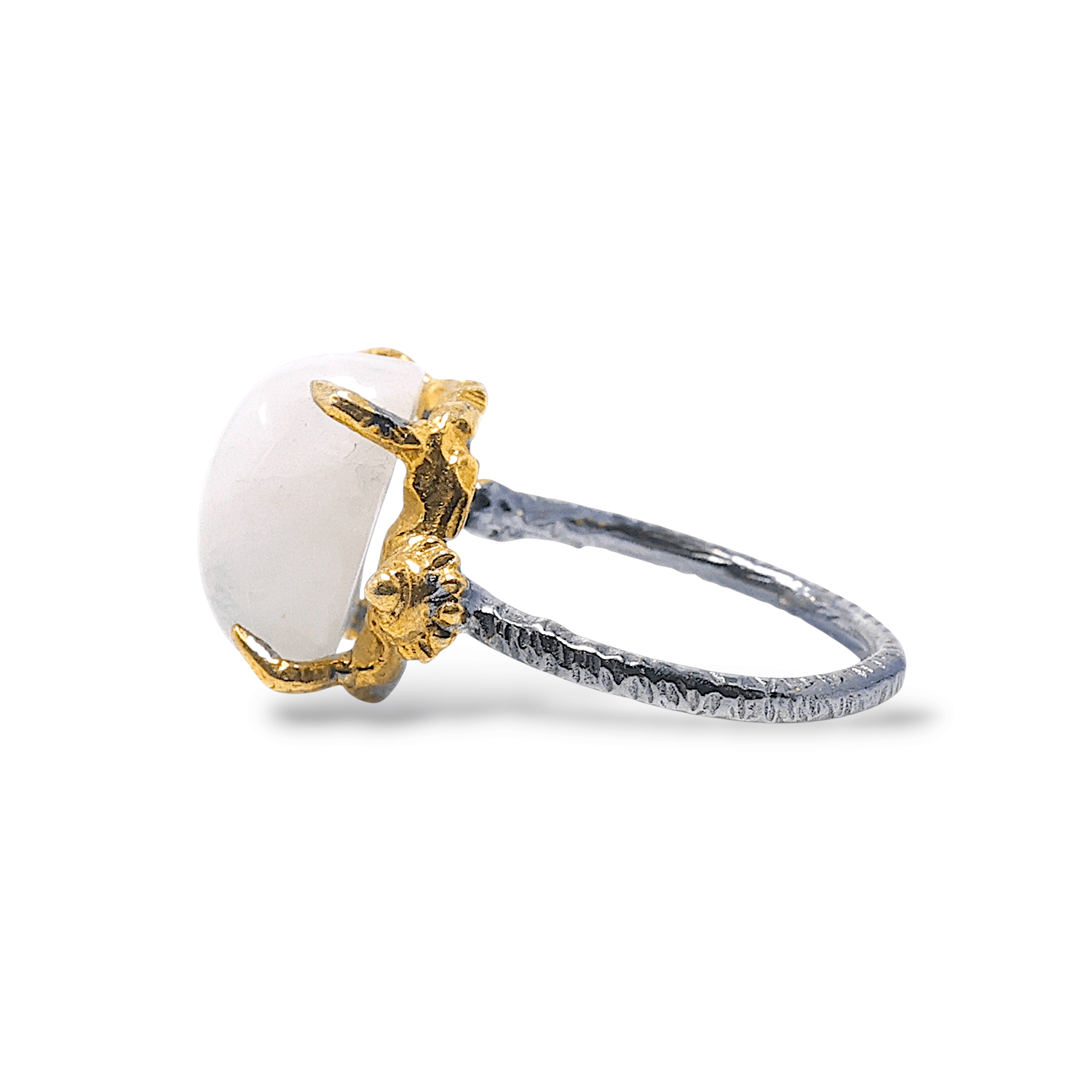 Aytaşı Taşlı Ayarlanabilir Sarı Altın Kaplama & Siyah Rodajlı 925 Ayar Gümüş Yüzük - Görsel 6