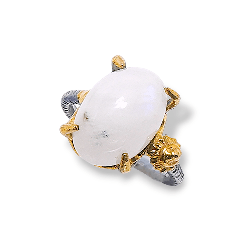 Aytaşı taşlı ayarlanabilir sarı altın kaplama siyah rodajlı 925 ayar gümüş yüzük