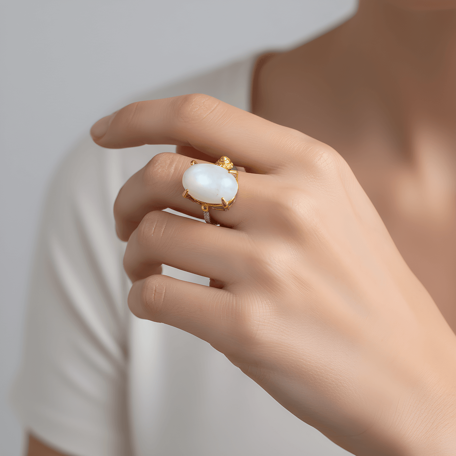 Aytaşı Taşlı Ayarlanabilir Sarı Altın Kaplama & Siyah Rodajlı 925 Ayar Gümüş Yüzük - Görsel 2