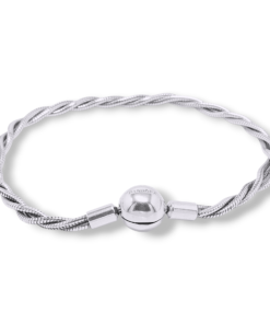 Yuvarlak klipsli kıvrımlı yılan zincir 925 ayar gümüş bileklik