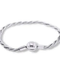 Yuvarlak klipsli k?vr?ml? y?lan zincir 925 ayar gümü? bileklik