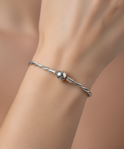 Alternative view of Yuvarlak Klipsli Kıvrımlı Yılan Zincir 925 Ayar Gümüş Bileklik