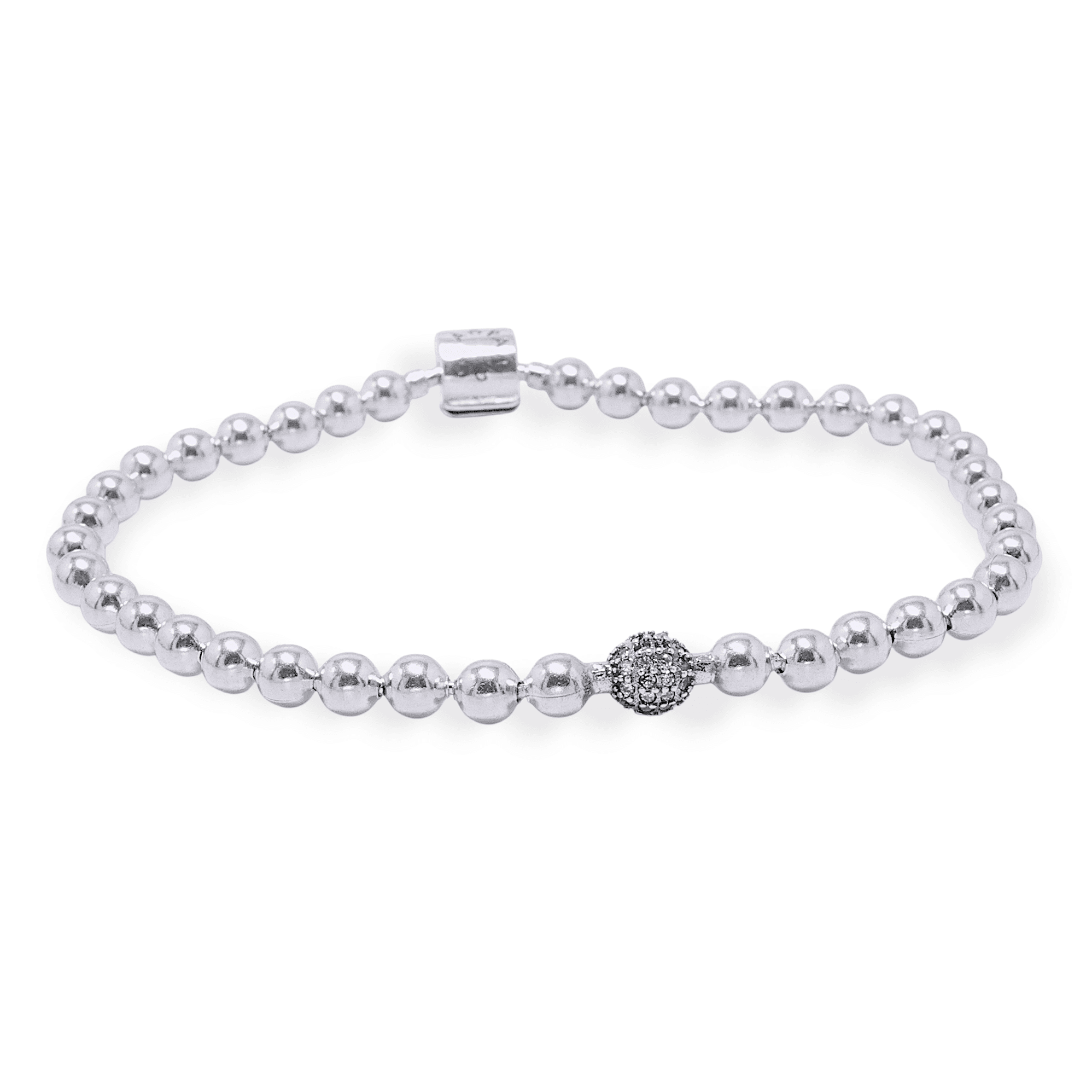 Pavé detaylı boncuklu 925 ayar gümüş bilezik