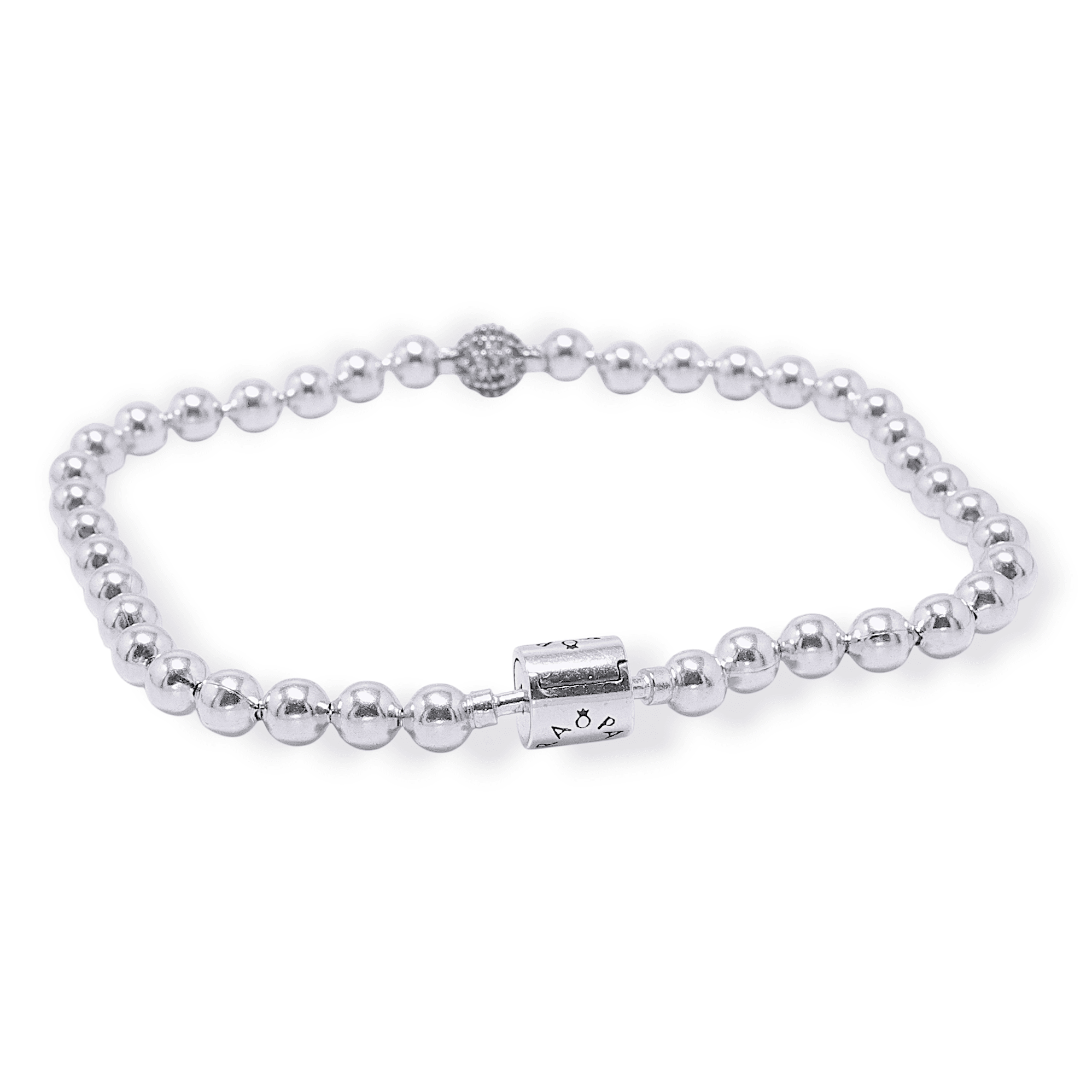 Pavé Detaylı Boncuklu 925 Ayar Gümüş Bilezik - Görsel 8