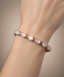 Doğal Aytaşı Taşlı Rose Kaplama 925 Ayar Gümüş Bileklik