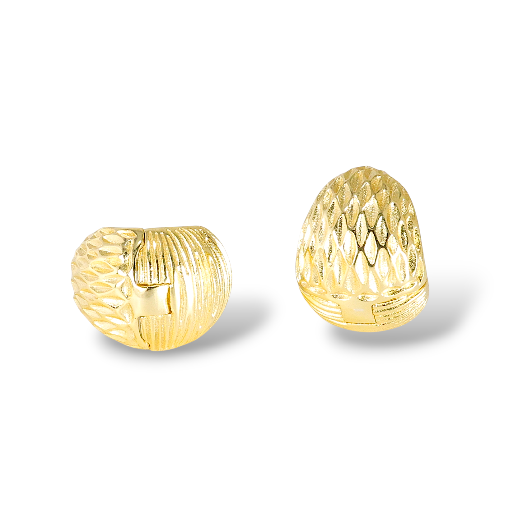 Sarı Altın Kaplama Bombeli Halka Küpe – 925 Ayar Gümüş Dokulu Model Sarı Altın Kaplama Bombeli Halka Küpe – 925 Ayar Gümüş Dokulu Model