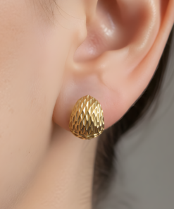 Sarı Altın Kaplama Bombeli Halka Küpe – 925 Ayar Gümüş Dokulu Model Sarı Altın Kaplama Bombeli Halka Küpe – 925 Ayar Gümüş Dokulu Model