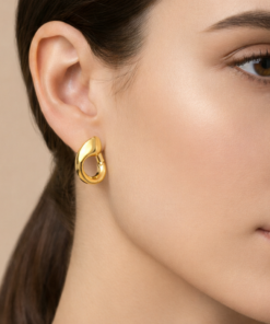 925 Ayar Gümüş Modern Tasarım Küpe - Altın & Beyaz Altın Kaplama