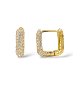 Besen Gümüş Tamtur Zirkon Taşlı Kare Halka Küpe Modeli