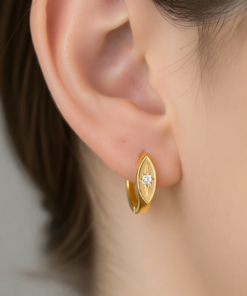 Alternative view of 925 Ayar Gümüş Yıldız Detaylı Zirkon Taşlı Halka Küpe