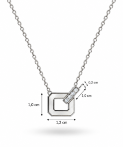 Sedef zirkon taşlı geometrik 925 ayar gümüş kolye